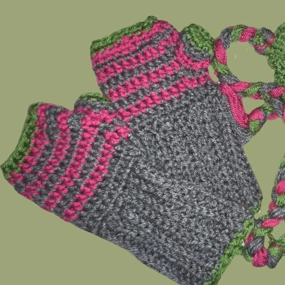 Little Kid Hand Crochet Owl Hat & Fingerless Mittens